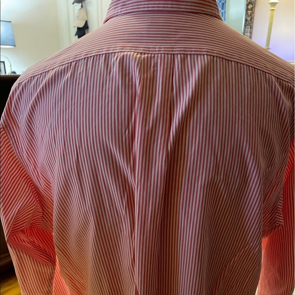 Brooks Brothers All Cotton Oxford Button Down 16.5 in Orange Pinstripe - Picture 2 of 4